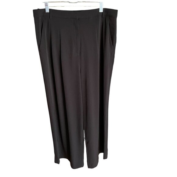 H&M Black Pleated Trousers Womens Size 14 Polyester Blend - Picture 1 of 5